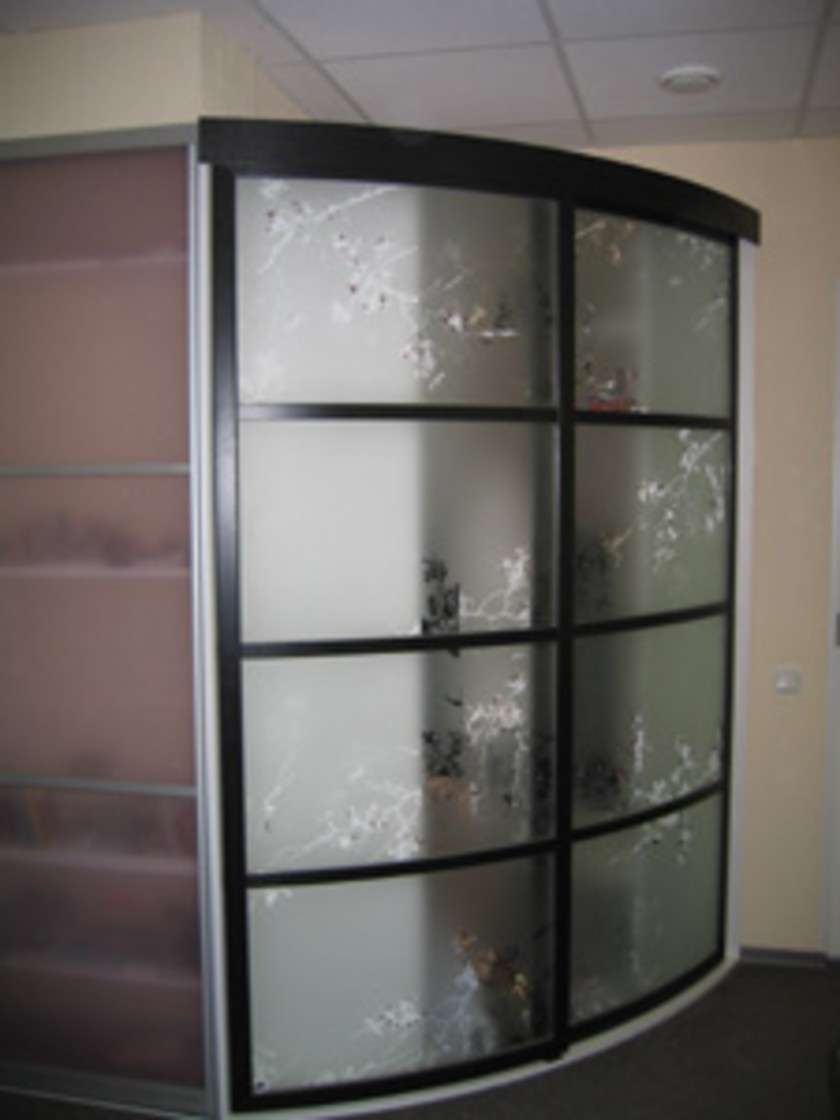 Шкаф купе радиусный с рисунком на стекле Уссурийск